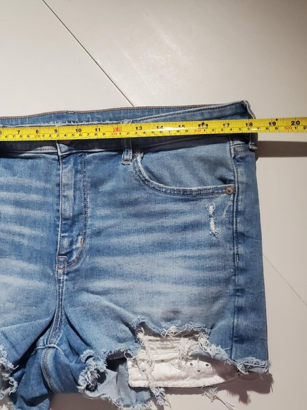 American Eagle High-Rise Shortie Festival Denim Shorts Sz 16 - Picture 7 of 16